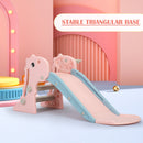 3 in 1 Freestanding Toddler Slide, Indoor Outdoor Playground with Basketball Hoop and Ball for Kids Under 3 Years, Pink