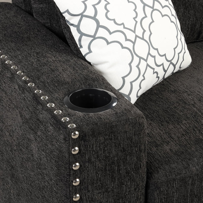 83.8" Reversible Sectional Pull-Out Sofa Bed L-Shaped Corner Sofa Couch with Storage Chaise, USB Ports, Power Sockets, Cup Holder for Living Room, Bedroom, Study, Black