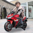 Kids 12V Motorcycle With Training Wheels, Manual Throttle, And Lighting Wheels For Boys And Girls Ages 3-6 - Red