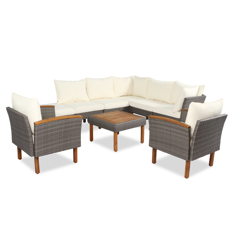 Walker Edison | Wicker 9-Piece Patio Modular Sofa Set