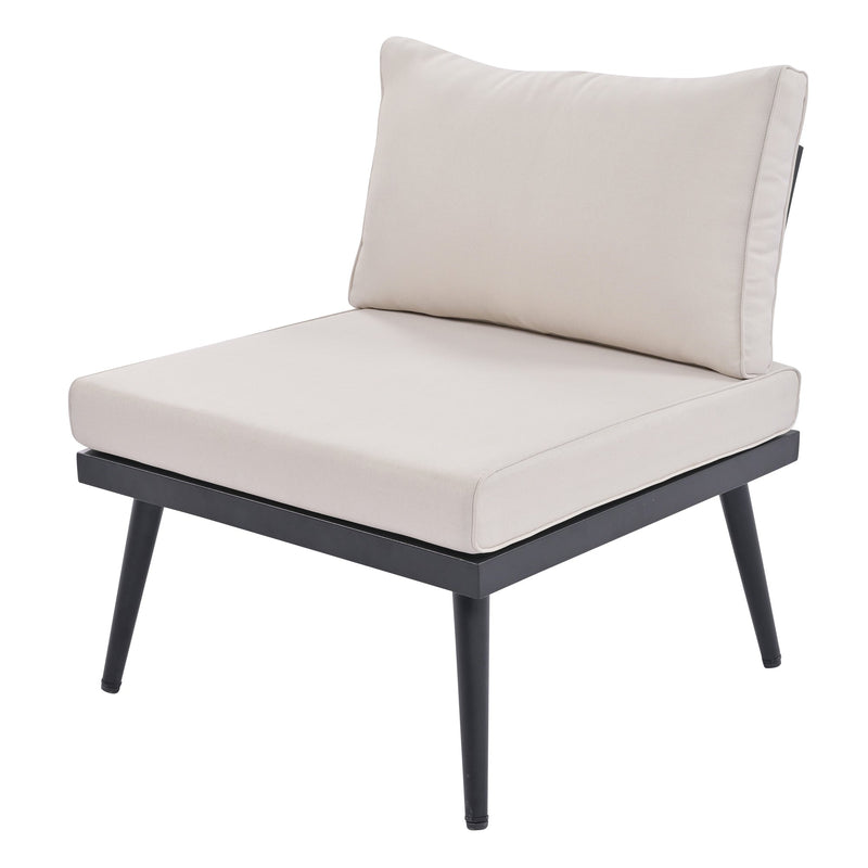 6-Piece Outdoor Sectional Sofa Set with Round Nesting Coffee Tables and Seating Sofa with Cushions for Patio, Porch and Garden (Beige)