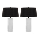 Petra 26" Contemporary Polyresin Table Lamp in Cream and Black - Set of 2