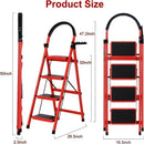 Folding 3/4-Step Ladder – Portable Steel Step Stool, Anti-Slip
