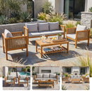 4 Pieces Patio Sofa Set - Outdoor Seating Group for 5