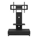 Mobile TV Cart With Push Pull Drawer, Lockable Wheels