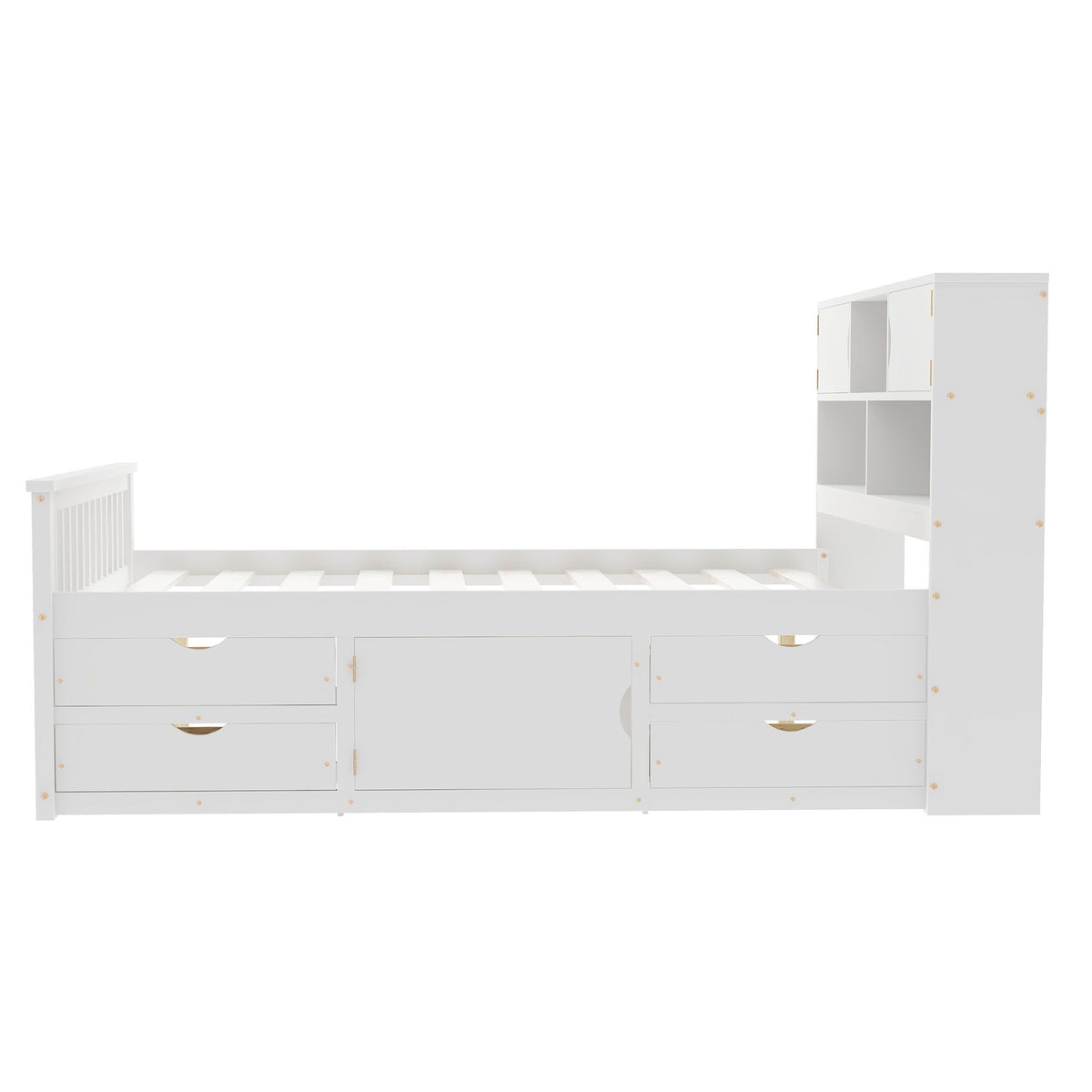 Captain Platform Bed Frame With Bookcase Headboard, 4 Drawers, Storage Shelves, photo 4 of 24