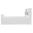 Captain Platform Bed Frame With Bookcase Headboard, 4 Drawers, Storage Shelves by HouseOfZazla