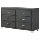 Melody 6-drawer Upholstered Dresser Grey