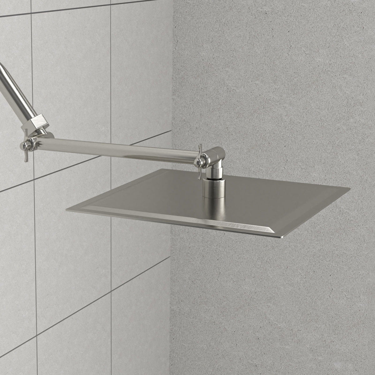 Luxury Rain Shower Head With Adjustable Arm, 10" Square, Stainless Steel - Brushed Nickel, photo 3 of 15