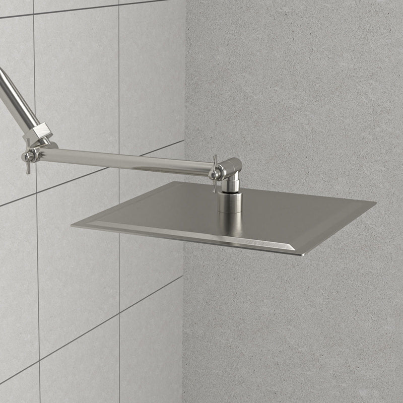 Luxury Rain Shower Head With Adjustable Arm, 10" Square, Stainless Steel - Brushed Nickel, photo 3 of 15