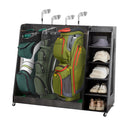 Gray Wooden Golf Bag Storage Rack with 3 Drawers
