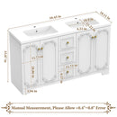 60" White French Bathroom Vanity