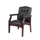 Leather Reception Guest Chairs With Padded Seat And Arms Ergonomic Mid-Back Office Executive Side Chair For Meeting Waiting Room Conference Office Guest Chairs - Black by HouseOfZazla