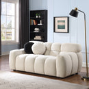 64.96 length, 35.83" deepth, human body structure for USA people, marshmallow sofa,boucle sofa, 2 seater, BEIGE BOUCLE