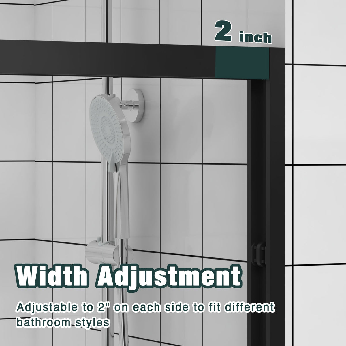 56-60"x74" Aluminum Frame Double Sliding Shower Door, photo 5 of 10