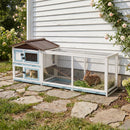 Outdoor Multi-Level Fir Wood Rabbit Hutch