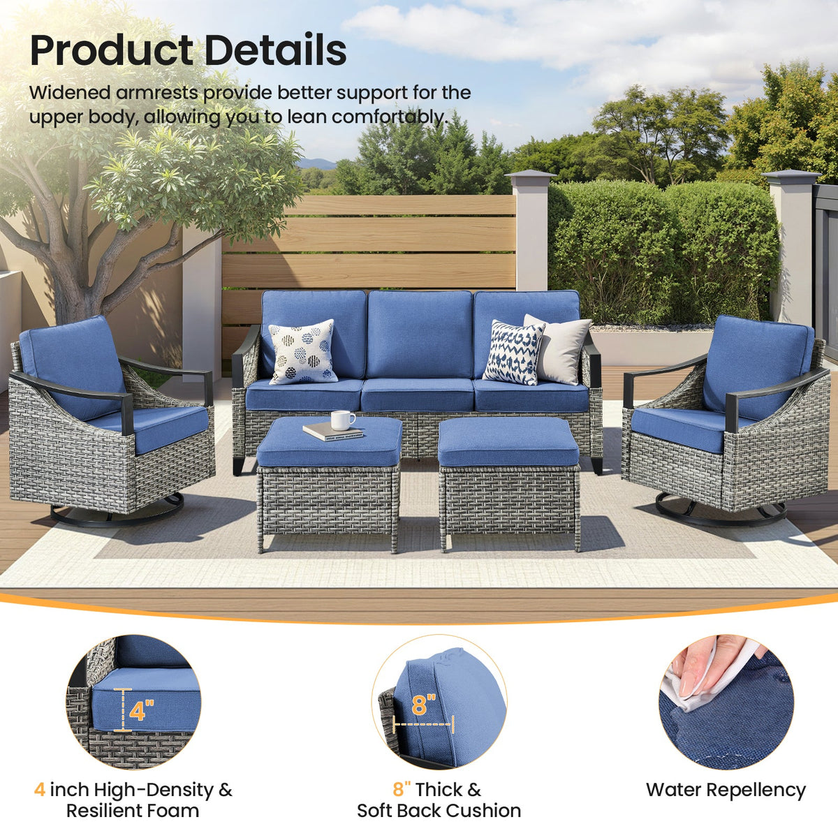 73.4" Wide Outdoor Wicker Sofa, photo 7 of 10