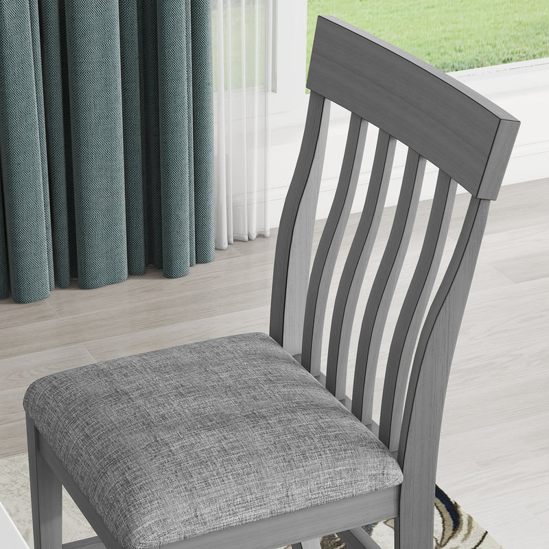 3-piece Counter Height Dining Table Set with Built-in Storage Shelves, One Faux Marble Top Dining Table and 2 counter chairs with footrest,Grey