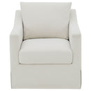 Winter Upholstered Sloped Arm Accent Swivel Chair Beige