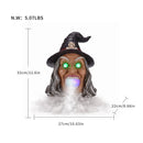 Halloween Witch Head Decor with LED Light and Mist Effect