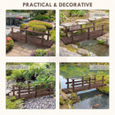 7' Wooden Garden Bridge with Safety Rails, Backyard Footbridge for Ponds, Creeks, Streams, Stained Finish