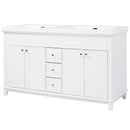 Bathroom Vanity With Double Sinks, 3 Drawers & 4 Doors - White by HouseOfZazla
