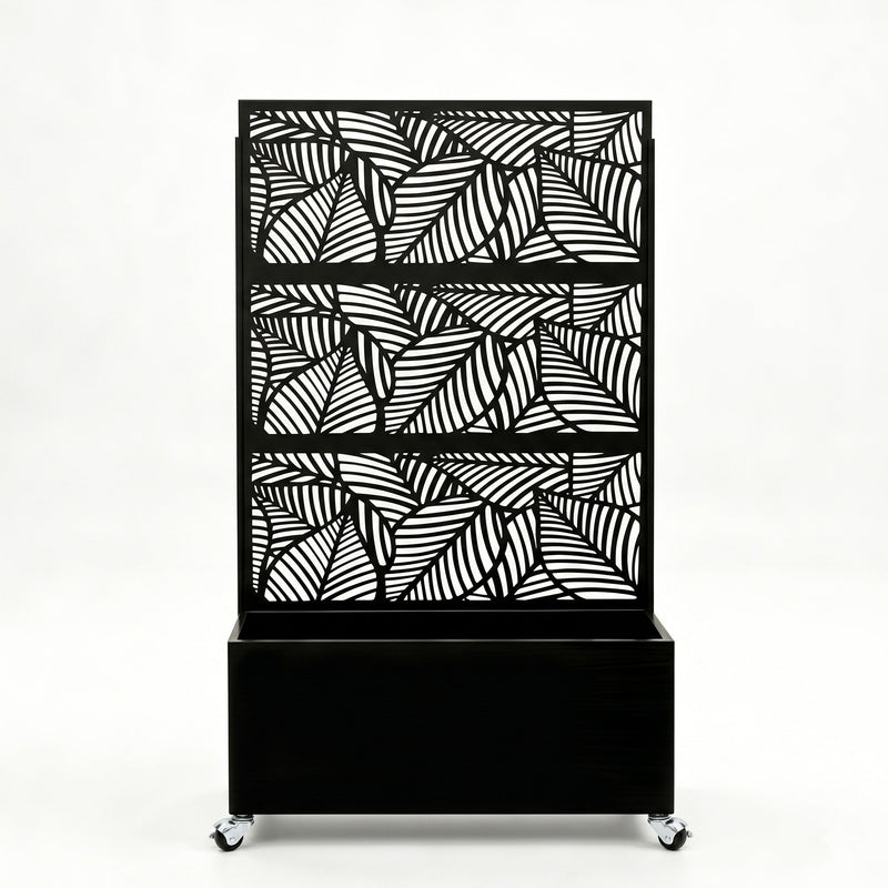Leaf Pattern Privacy Screen with Planter Box