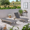 Outdoor Chaise Lounge with Pull-Out Tray and Wicker Seat - Gray