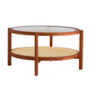 Modern Style Circular Double Layer Tea Table With Rattan Weave by HouseOfZazla