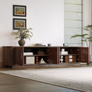 70" TV Stand With Ample Storage, Refined Curved Corners - Dark Brown by HouseOfZazla