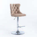 Swivel Barstools Adjusatble Seat Height From 25-33", Modern Upholstered Base Bar Stools With Backs Comfortable Tufted For Home Pub And Kitchen Island (Set of 2)