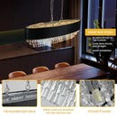 39' Modern Crystal Chandelier with Black Imitation Velvet Shade