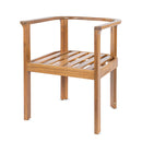 Outdoor Dining Chair Set of 4 with Curved Acacia Wood Arms and Cream Cushions by HouseOfZazla