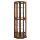 6 Shelf Corner Curio Display Cabinet with Lights, Mirrors and Adjustable Shelves, Walnut