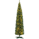 HOMCOM 8' Tall Pre-Lit Slim Noble Fir Artificial Christmas Tree