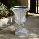 Outdoor Garden Urn Planter, Antique White by HouseOfZazla