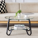 Retro Minimalist Style Metal Frame Double Layer Tempered Glass Coffee Table by HouseOfZazla