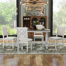 5-Piece Retro Dining Set, Rectangular Wooden Dining Table and 4 Upholstered Chairs for Dining Room and Kitchen (Brown+White)