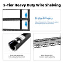 5-Shelf Storage Shelves - Heavy Duty Metal Shelving Unit