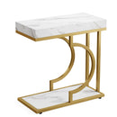 C-Shaped Sofa Side Table For Living Room - White / Gold by HouseOfZazla