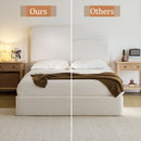 Canter Tall Headboard Upholstered Bed in Pearl White Chenille, Queen Size by HouseOfZazla