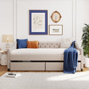 Upholstered Daybed With Two Drawers, Wood Slat Support by HouseOfZazla