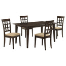 Henin - 5 Piece Dining Set With Lattice Back Chairs - Cappuccino by HouseOfZazla