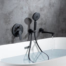 3 Hole Wall Mount Widespread Bathroom Waterfall Bathtub Faucet Mixer Taps with Hand Shower