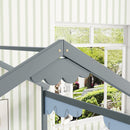 Double Twin House-Style Floor Bed with Fence, Guardrails, without door, Grey(Old Sku:W504P143316)