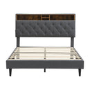 Modern Upholstered Platform Bed Frame With Button Tufted Headboard And USB Ports by Unique Piece Furniture