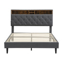 Modern Upholstered Platform Bed Frame With Button Tufted Headboard And USB Ports by Unique Piece Furniture