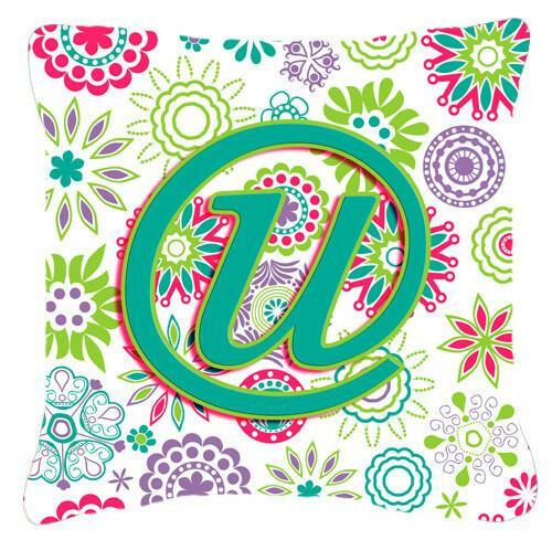 Letter U Flowers Pink Teal Green Initial Canvas Fabric Decorative Pillow CJ2011-UPW1414