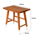18 Inch Rectangular Acacia Wooden Side Table with Angled Legs, Warm Brown