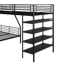 L-Shaped Twin Over Full Bunk Bed And Twin Loft Bed With 4 Built In Shelves - Black by HouseOfZazla